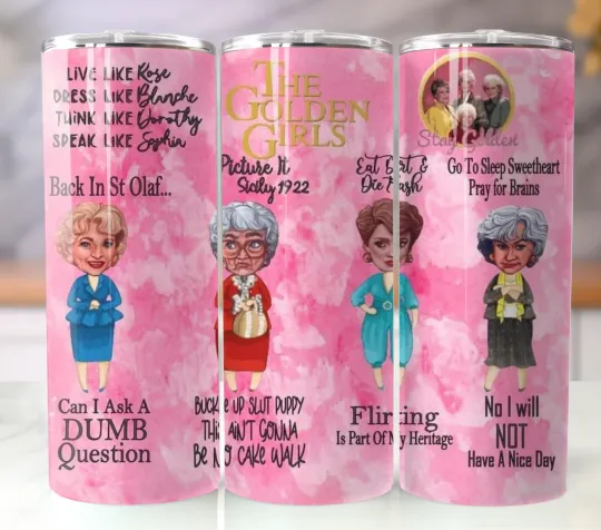 Discover Stay Golden Quotes Tumbler Insulated Stainless Steel Cup Lid and Straw