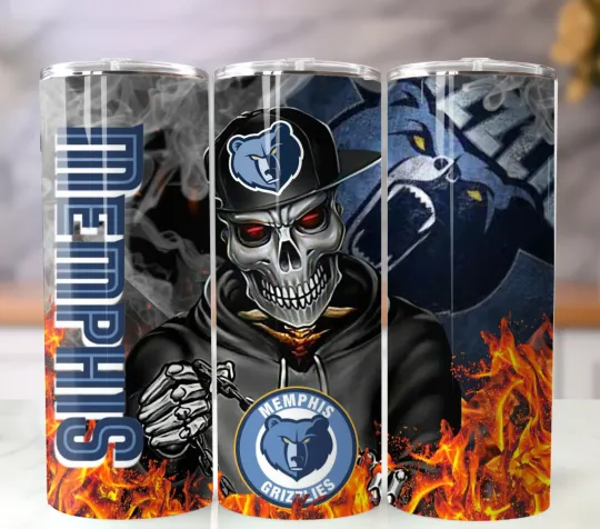 Discover Memphis Grizzlies Tumbler Insulated Stainless Steel Cup Lid and Straw