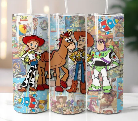 Discover Toy Story Tumbler Travel Mug Stainless Steel Cup Lid Straw