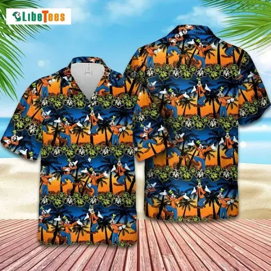 Discover Sunset Palm With Disney’s Goofy Dog Hawaiian Shirt