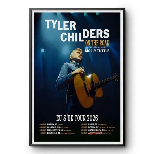 Tyler Childers On The Road EU UK Tour 2026 Concert Poster Print