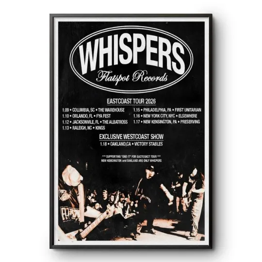 Discover Whispers East Coast Tour 2026 Hardcore Punk Concert Poster