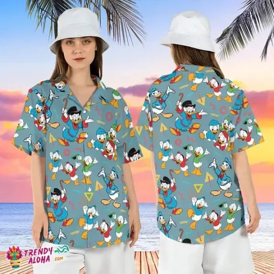 DuckTales Beach Vacation Donald Huey Dewey Hawaiian Shirt