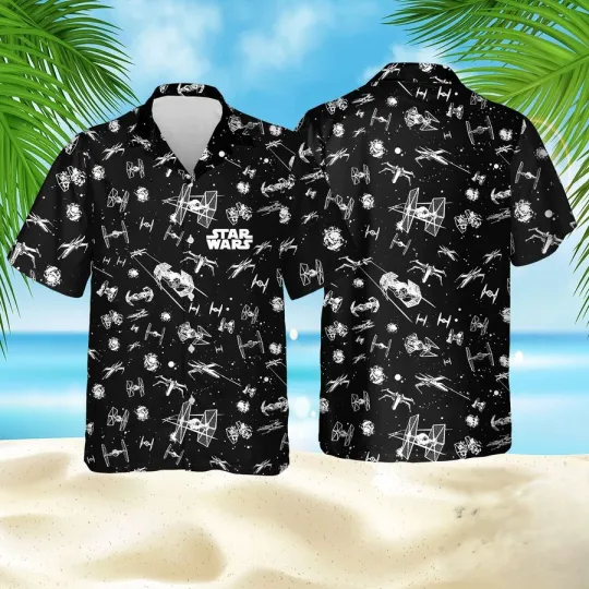 Discover Disney Star Wars 77 Black Galaxy Basic Hawaiian Shirt