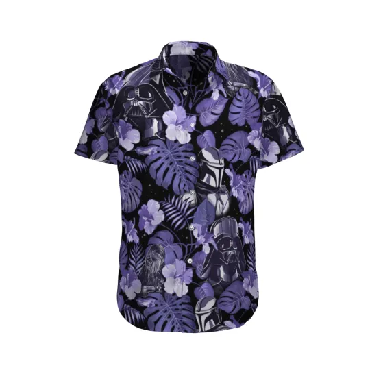Discover Disney Star Wars Darth Vader Tropical Leaves Purple Hawaiian Shirt