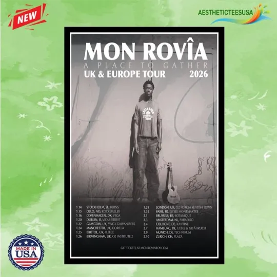 Discover Mon Rovia UK & Europe Tour 2026 Poster Home Decor, Wall Art, Fan Gift