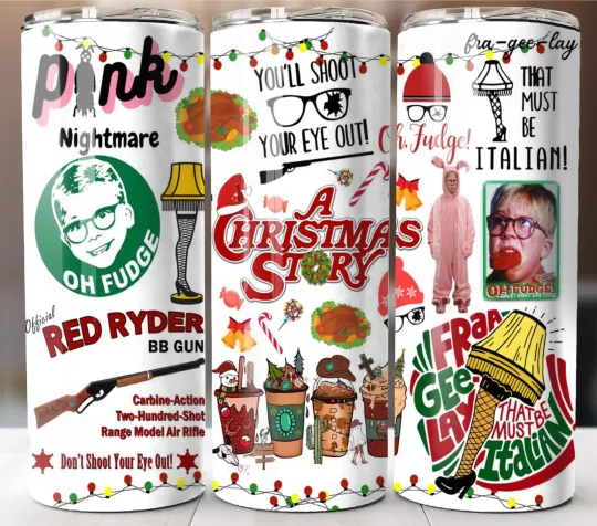 Discover Christmas Story Tumbler Insulated Stainless Travel Cup Mug Lid Straw