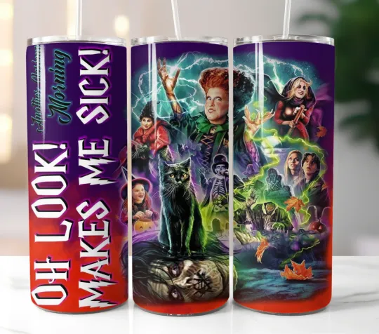 Discover Hocus Pocus Tumbler Travel Mug Stainless Steel Cup Straw Lid