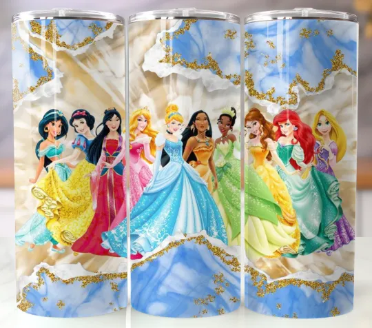 Discover Disney Princesses Tumbler Insulated Stainless Steel Mug Cup Straw Lid