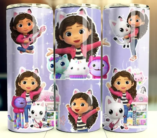 Discover Gabby's Dollhouse Tumbler Insulated Stainless Steel Cup Mug Straw Lid