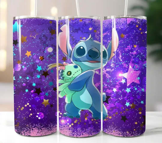 Discover Stitch Scrump Tumbler  20oz Travel Mug Stainless Steel Cup Straw Lid