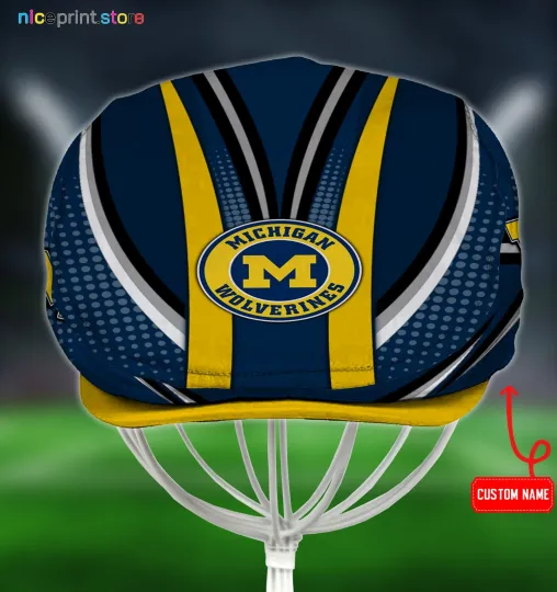Discover Michigan Team Wolverines Jeff Cap NCAA Jeff Cap Newsboy Cap Driving Cap