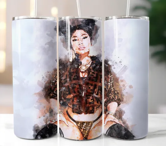 Nicki Minaj Watercolor Tumbler 20oz Travel Mug Stainless Steel Cup Straw Lid