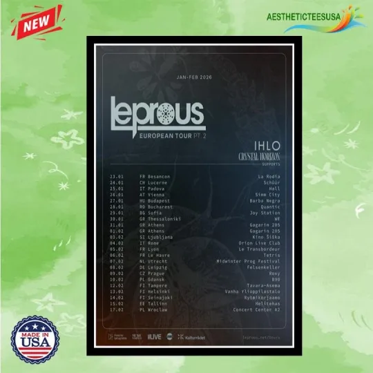 Discover Leprous European Tour 2026 Poster Home Decor, Wall Art, No Frame, Fan Gift