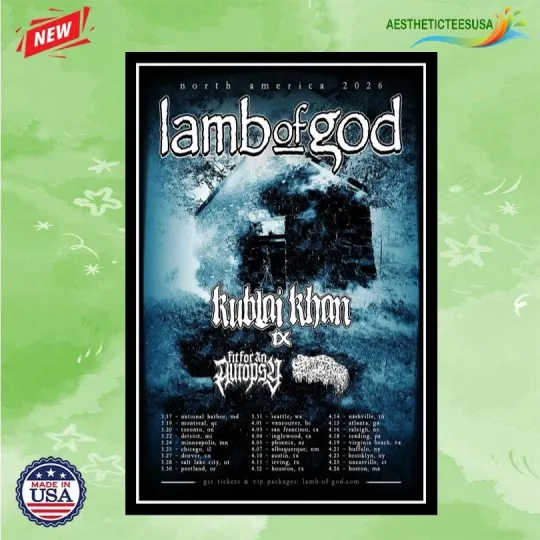 Lamb Of God North America Tour 2026 Poster Home Decor, Wall Art, Fan Gift