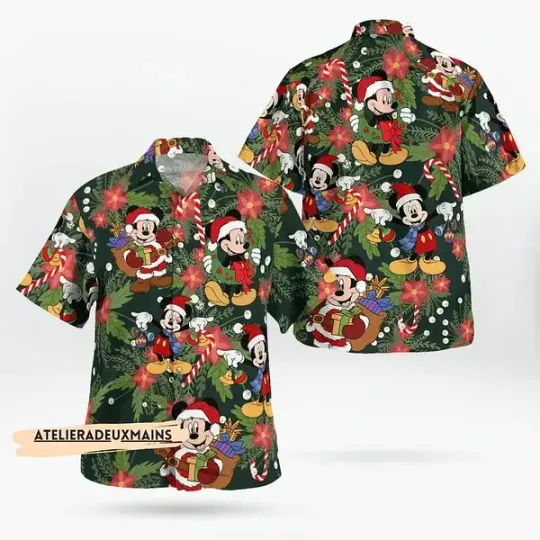 Discover Mickey Mouse Santa Christmas Very Merry Hawaiian Shirt Summer Aloha S-5XL