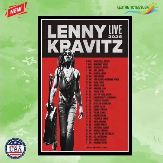 Discover Lenny Kravitz Live Tour 2026 Poster Home Decor, Wall Art, No Frame, Fan Gift