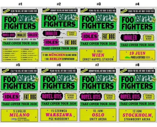 Discover FF Band Fighters Take Cover Tour 2026 Concert Poster