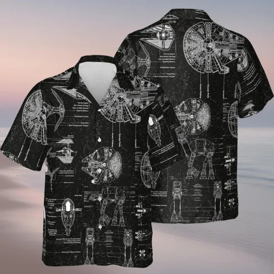 Discover Disney Star Wars Stormtrooper Galaxy's Edge White Art Black Hawaiian Shirt