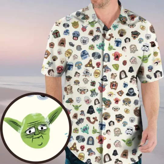 Discover Disney Star Wars Jedi And Sith Darth Vader Cute Heads Cream Hawaiian Shirt