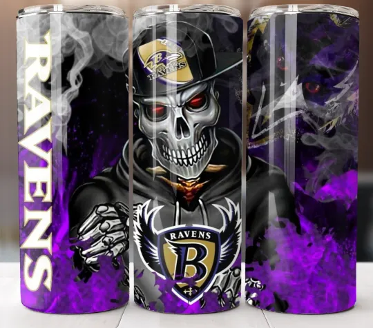 Baltimore Ravens Tumbler 20oz Insulated Stainless Travel Mug Cup Straw Lid