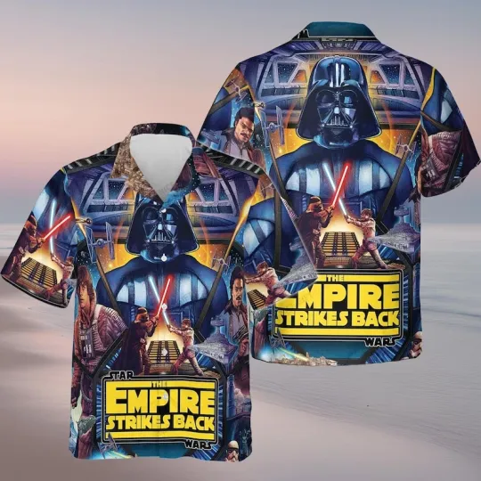 Disney Star Wars Empire Strikes Back Darth Vader Saber Battle Hawaiian Shirt