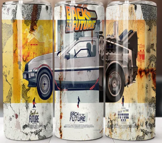 Back To The Future Tumbler 20oz Stainless Steel Insulated Travel Mug Cup Straw