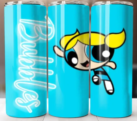 Discover Bubbles Powerpuff Girls Tumbler 20oz Travel Mug Stainless Steel Cup Straw