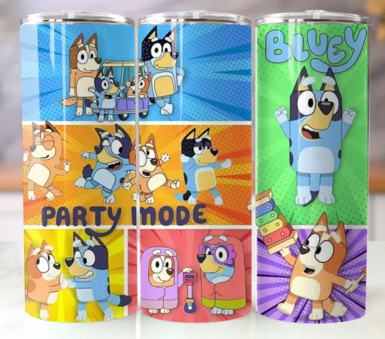 Discover BlueyDad Theme 20oz Tumbler Insulated Stainless Travel Mug Cup Straw Lid