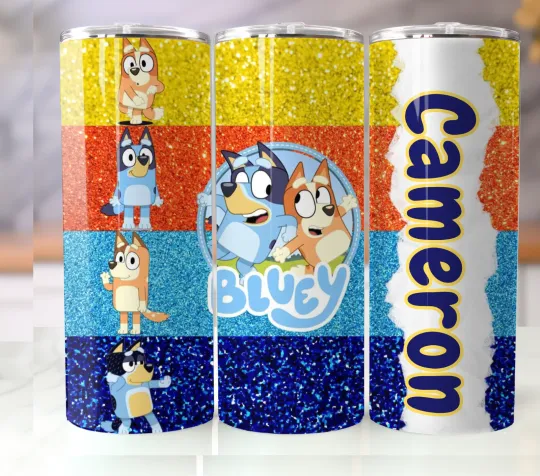 Discover BlueyDad Custom Name 20oz Tumbler Insulated Stainless Travel Mug Cup Straw Lid