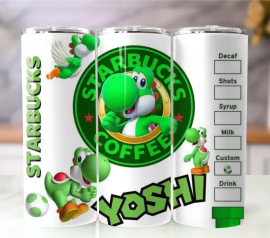 Discover 20oz Stainless Steel Tumbler Insulated Travel Mug Yoshi Mario Theme