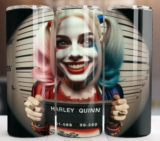 Discover 20oz Stainless Steel Tumbler Insulated Travel Mug Harley Quinn Mugshot