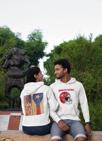 Discover Benito Bowl 2026 Football Helmet Hoodie | PR and USA Flag Zipper Back