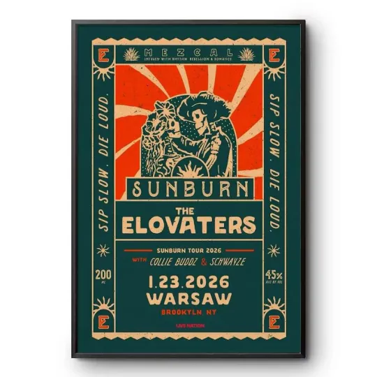 Discover The Elovaters Sunburn Tour 2026 Concert Poster Reggae Rock Print