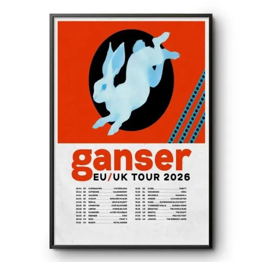 Discover Ganser EU UK Tour 2026 Indie Rock Concert Poster Minimal Print