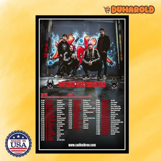 Discover NEW Within Destruction EU & UK & USA Tour 2026 Poster Home Decor, Wall Art