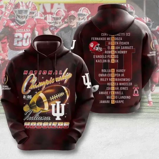 Indiana Hoosier Football 2026 National Championship 3D Hoodie
