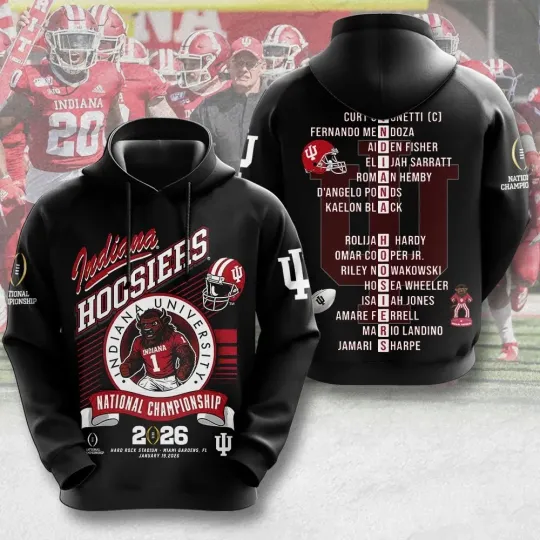 Discover Indiana Hoosier Football 2026 National Championship 3D Hoodie S-5XL Style2
