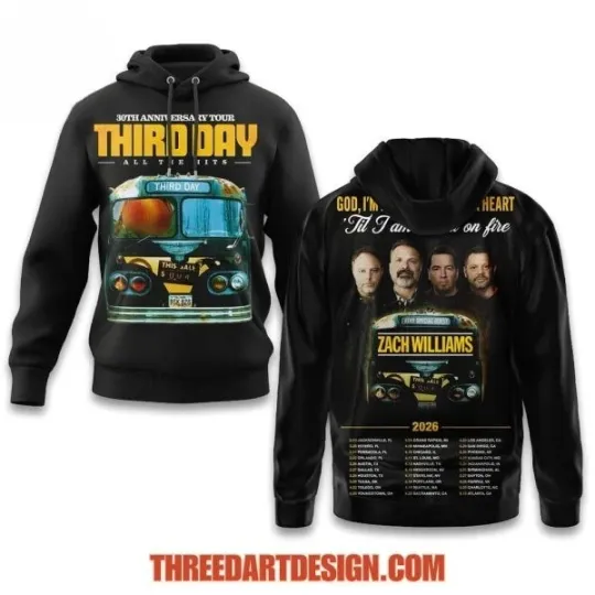 Discover 30th Anniversary Tour Third Day All The Hits Hoodie 3D