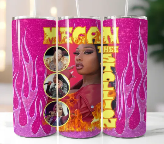 Discover Megan The Stallion Tumbler 20oz Stainless Steel Skinny Straw Insulated Cup Mug