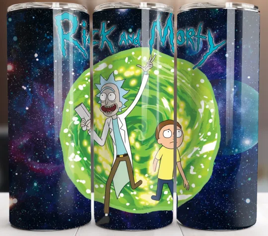 Rick And Rickandmorty Sci Fi Tumbler 20oz Stainless Steel Cup Travel Mug Straw Lid