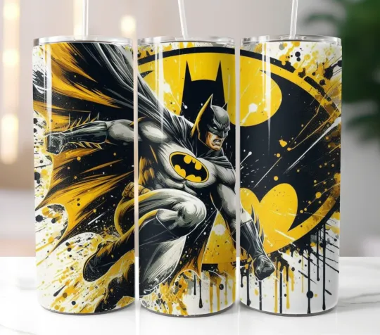 Batman Tumbler 20oz Travel Mug Stainless Steel Cup Straw Lid