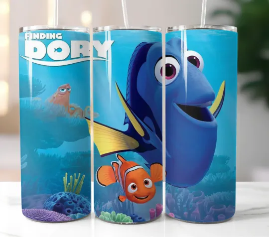 Finding Dory Tumbler 20oz Insulated Stainless Steel Cup Travel Mug Straw Lid