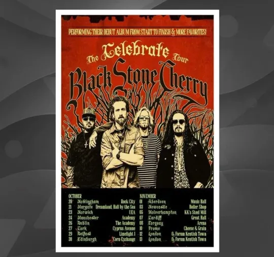 Discover NEW Black Stone Cherry The Celebrate Tour 2026 Poster New Home Decor, Wall Art