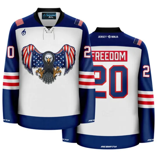 Discover 4th of July Screaming Eagle Men's Hockey Jersey