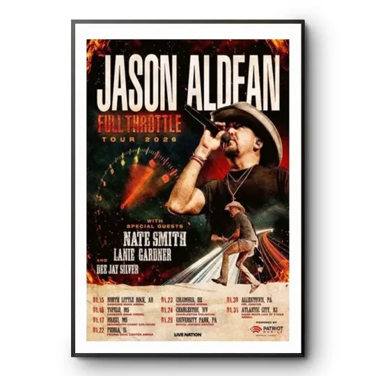 Jason Aldean Full Throttle Tour 2026 Concert Poster Country Music Art