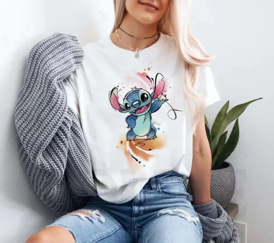 Discover Stitch Floral Stitch Aloha Ohana Disney T-Shirt, Gift For Friends