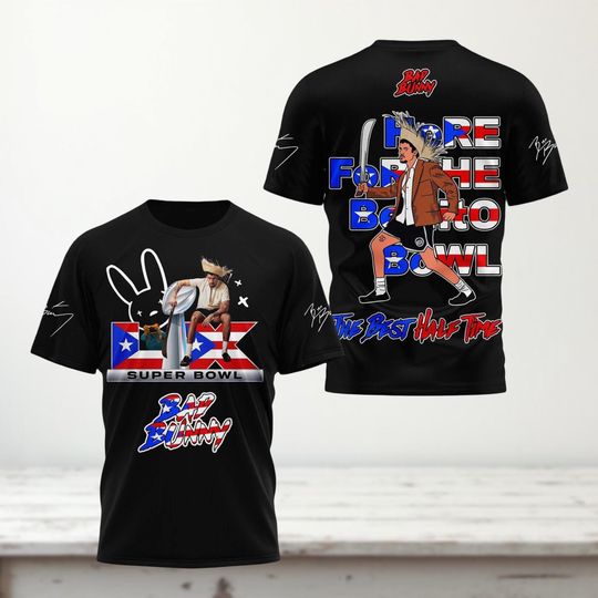 Discover Bunny Football Bad 3D Shirt, Bunny 2026 Show, Bowl TShirt, Retro Concert Graphic Top, Gift Tee