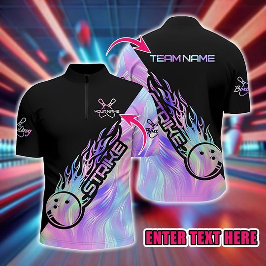 Discover Custom Strike Bowling Polo Shirt for Men, Personalized Team Jersey for Bowlers, League Uniform Outfit, Gift for Bowling Enthusiasts.