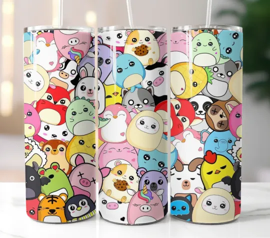 Squishmallows Tumbler 20oz Travel Mug Stainless Steel Cup Straw